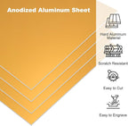 PATIKIL 7x5x1/32inch Anodized Aluminum Sheet, 10Pcs Metal Rectangle Aluminum Plate 0.8mm Thick Engraving Blanks for Laser Engraving DIY Decorative Crafting Home Decoration, Yellow