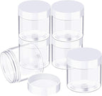 12 Pack 5 oz Plastic Container Jars with Lids Round Clear Travel Cosmetic Container Jars for Toiletries, Lotion, Cream, Ointments, Makeup, Rhinestone, Samples, Kitchen Storage (White)