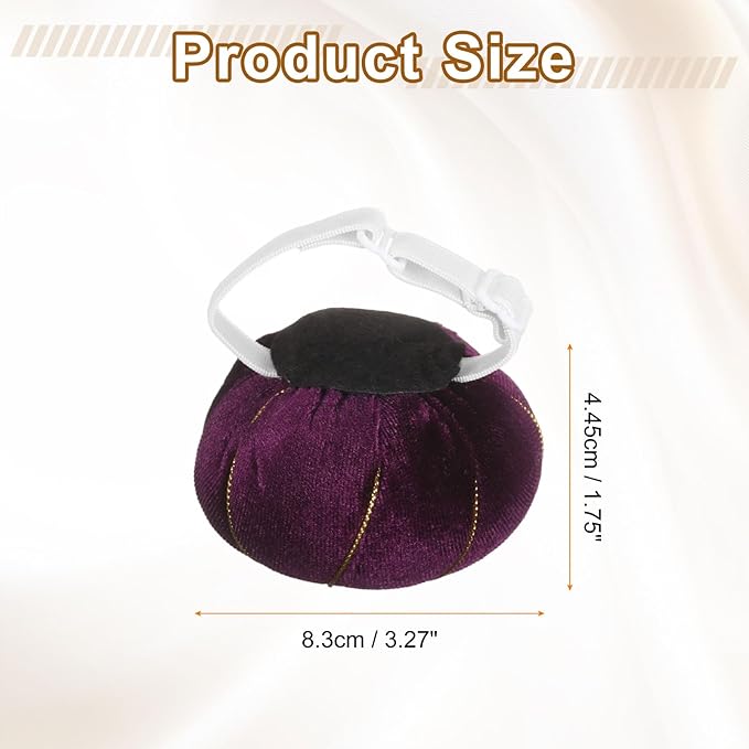 HARFINGTON Wrist Pin Cushion Wristband Sewing Pincushion Polyester Pin Holder Wearable Pumpkin Shaped Needles Wristband with 100 Head Needles for Sewing Quilting DIY Crafts, Purple