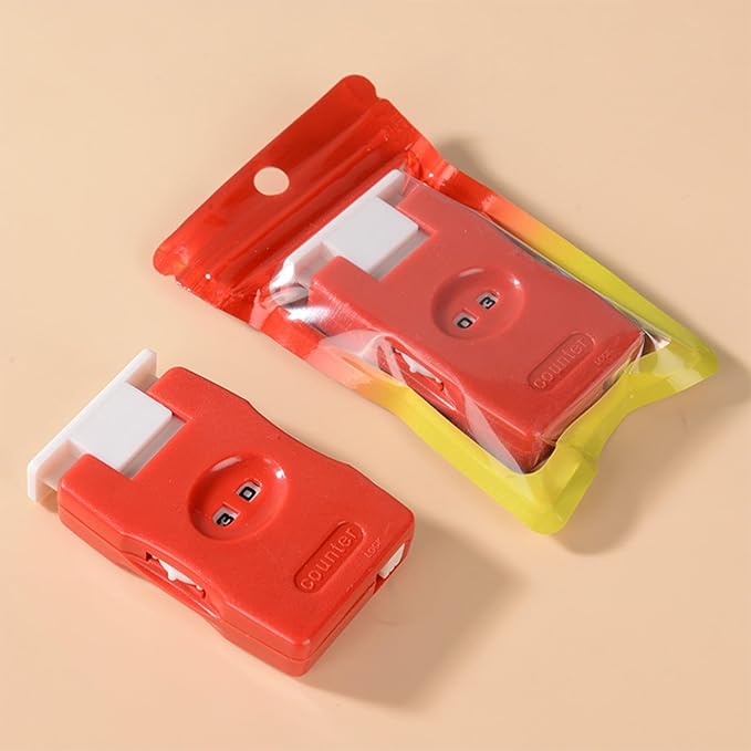 RUIAN Knitting Counter Stitch Needle Marking Tool Mini Crochet Stitch Counter Knitting Stitch Counter Plastic Knit Stitch Counter (2Pcs,Red)