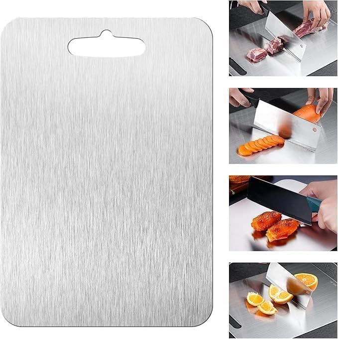 Cutting Board Double Sided,2 Pcs Vegetable Board With Sharpening Stone,Large Size+Small Size,Food Grade Stainless steel and Wheat straw PP Material,Eco-Friendly (16x10)