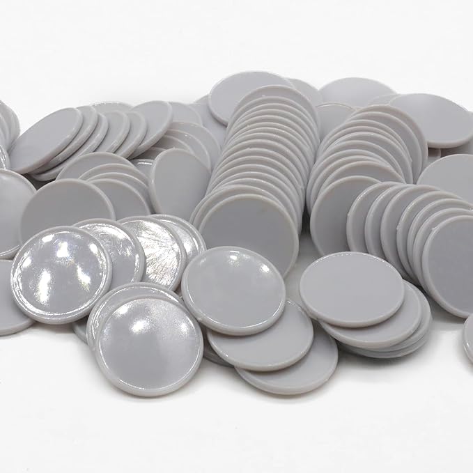 Set of 100 Opaque Plastic Learning Counters Mini Poker Chips Game Tokens with Storage Box (LightGray, 1.26 Inch)