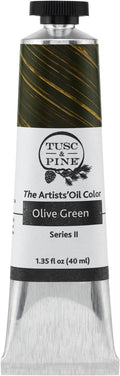Tusc & Pine Artist Oil Paint - Olive Green, 40 ml, Non-Yellowing, Rich & Creamy Consistency, Maximum Pigment Load, Small Batch Milled Oil Paints Made in the USA for Professional Artists