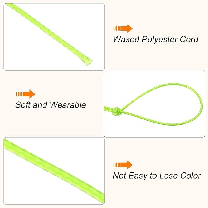 MECCANIXITY Waxed Cord 0.5mm Waxed Polyester Cord 175 Yard Wax String for Bracelet Making, Necklaces, Beading, Jewelry Making and DIY Crafts(Emerald Green)