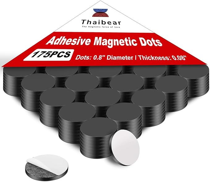 175PCs Magnetic Dots, Self Adhesive Magnet Dots, Flexible Sticky Magnetic Tape - Easy Peel and Stick Magnets with Adhesive Backing, Small Magnets Stickers for Crafts, Whiteboard, Fridge, DIY