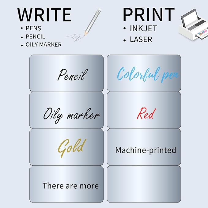 STARLIBOO Shipping Labels Stickers, 2"×4" Printable Silver Mailing Labels for Laser/Inkjet Printing- Matte Silver, Permanent Adhesive Sticker
