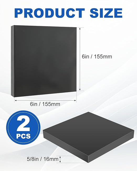Rocaris Hot Rolled Steel Plate 5/8" x 6" x 6", Pack of 2, Weldable Steel Sheet Metal for Auto Body Repair, DIY Projects, Industrial Support