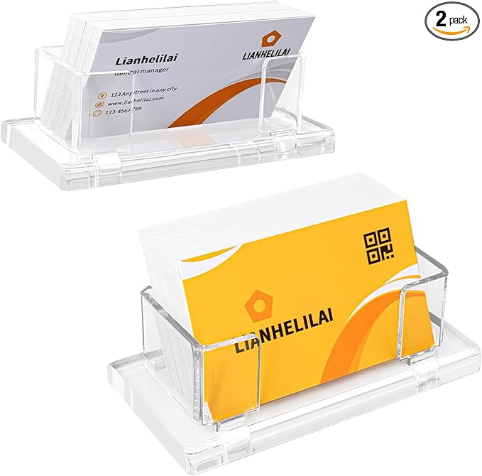 2Pack Acrylic Business Card Holder Enlarged Holds 120 Cards for Office/Exhibition/Restaurant Desk/Counter Display Name Card Organizer Stand