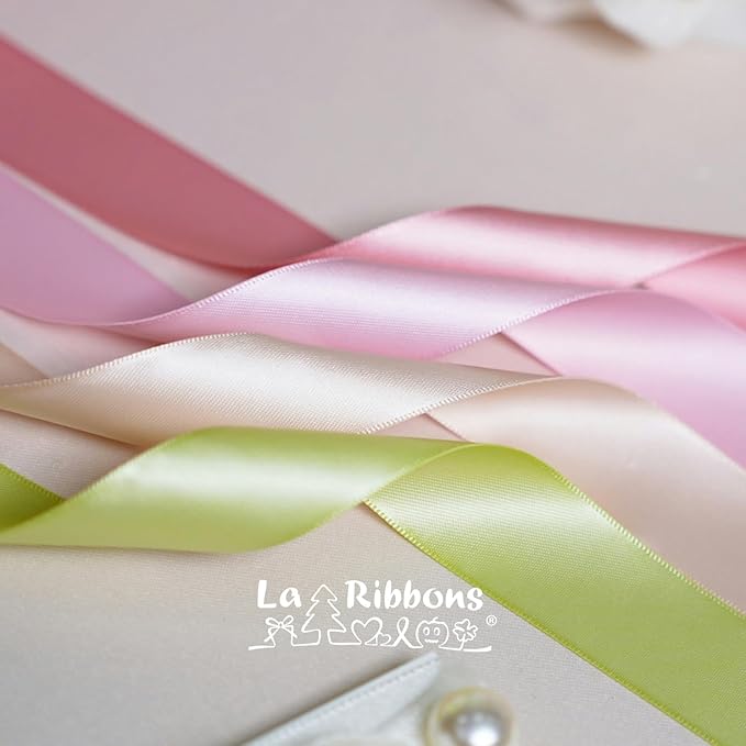 LaRibbons 1 Inch 50 Yard Double Faced Satin Ribbon,Sage Green Satin Craft Fabric Ribbon for Gift Wrapping Floral Bouquets Wedding Party Decoration