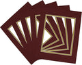 Golden State Art, 11x14 Double Mats for 8x10 - for Photos, Pictures, Frames - Acid-Free, 5 Pack, Maroon Over Old Gold