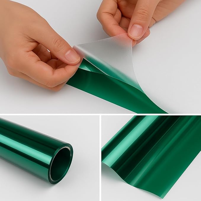 Rockrose Professional Window Tint for Home – One Way Privacy Window Film for Home Offices Heat Blocker Reflective Adhesive Mirror Tint with 99% UV Block – Green-Silver 36in x 25FT