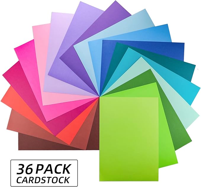 Gocreate 36 Sheets Colored Printable Smart Sticker Paper, Colorful Sticky Cardstock Thick Self Adhesive Backing A4 Smooth Sticker Paper for Craft Inkjet Printer (18 Colors, 250 gsm)