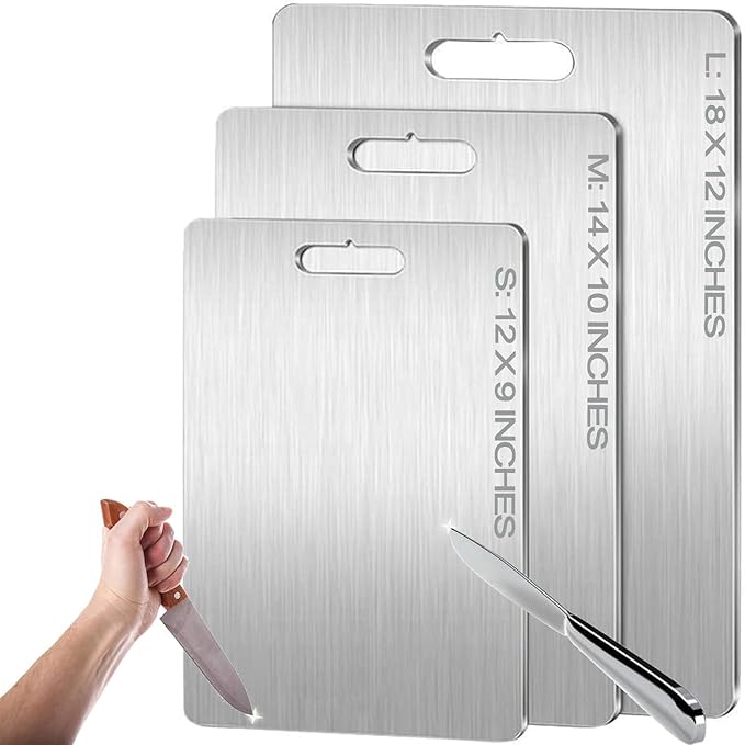 Titanium Cutting Board - 100% Pure Titanium Cutting Boards for Kitchen - Cutting Edge Hygiene & Durability, 1 Pack Double Sided Medical-grade Titanium Cutting Mat, Easy to Clean (14"L x 10"W)