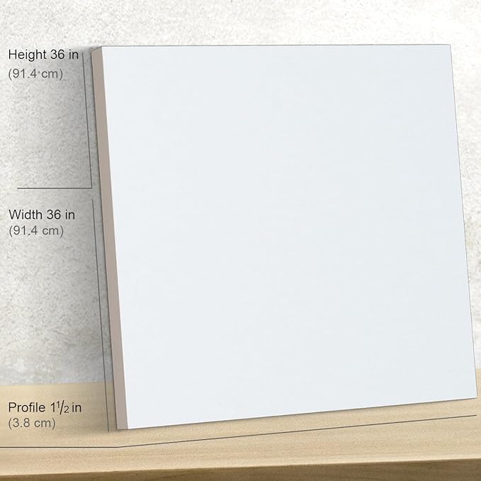 PHOENIX 36x36 Inch 2 Pack Gallery Canvas - 1.5 in Thick Extra Large Square Canvases for Painting - Deep Edge 100% Cotton 11 Oz. Gesso Primed White Blank Professional Canvas Oil & Acrylic Paints