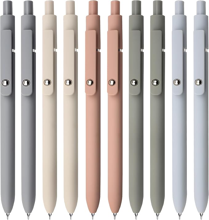 Gel Pens, 10Pcs 0.5mm Black Ink Pens Fine Point Smooth Writing Pens, High-End Series Retractable Pens for Journaling Note Taking, Cute Office School Supplies Gifts for Women (10 Pcs Morandi)