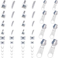 48 Pieces Metal Zipper Repair Accessories Set, Zipper Head Slider Retainer Box Insert Pin Top Bottom Stoppers for DIY Sewing Replacement Zipper Repair Kit 3# 5# 8# 10# (Platinum)