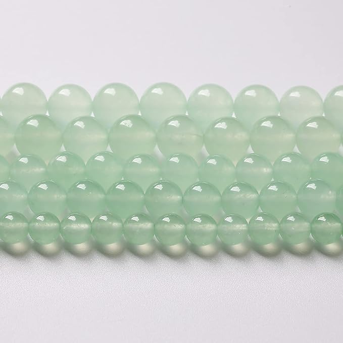 6mm 60pcs Natural Green Jade Chalcedony Beads Energy Healing Power Stone Beads for Jewelry Making Round Loose Beads DIY Bracelet 15" (Green Jade, 6mm)