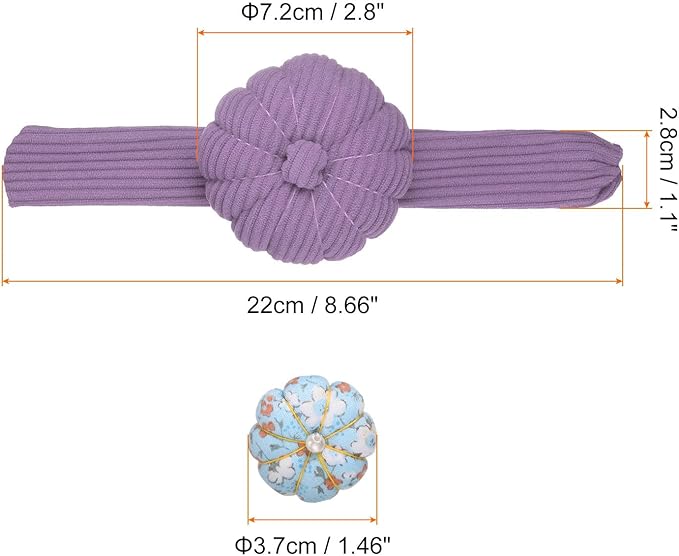 HARFINGTON Wrist Pin Cushions, Sewing Needle Pin Cushion Adjustable Strap with Elastic Strap Finger Ring Pincushions Fit All Wrist Sizes for Sewing Quilting Needlework DIY Crafts, Purple/Blue