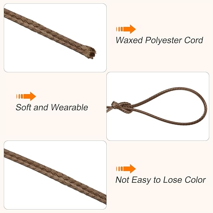 MECCANIXITY Waxed Cord 0.8mm Waxed Polyester Cord 175 Yard Wax String for Bracelet Making,Necklaces, Beading,Jewelry Making and DIY Crafts(Dark Brown)