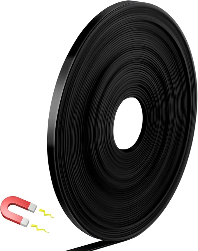 Magnetic Tape Roll Thin Strips, 1/4 Inch x 33 Feet Magnetic Board Dividers Whiteboard Graphic Decorative Tape Marking Line for Classroom Office Art Accessories(Black)