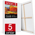 ESRICH Stretched Canvas for Painting 24x36 Inch, 5Pack Large Canvas for Painting, Primed Acid-Free Cotton Blank Canvases, Art Paint Canvases for Oil Paint,Watercolor,Acrylic Paint,Gouache and Tempera.