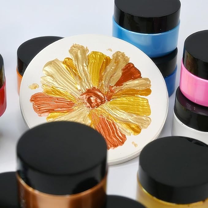 Shimmer Blue Metallic Acrylic Paint Metallic Chalk Paste 1.7oz/50ml, Ideal for Wood/T-Shirts/Glass/Stone, DIY Crafts Projects Glitter Pearlescent Golden Pigment Suitable for Beginners Artists
