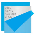 316L Stainless Steel Sheet 12x12x0.031 (23 Ga) 2 Pack, Brushed Metal Plates for Home DIY, Jewelry Making, Model Building - Rust Resistant, Cut-to-Size Ready