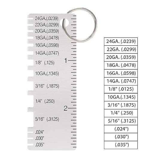 Wire/Metal Sheet Thickness Gauge Stainless Steel Welding Gage Plated Size Inspection Tool Wire Metal Sizes Thickness Gauge
