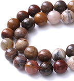 60pcs 6mm Natural Wooden Petrified Jade Agate Gemstone Beads Round Loose Spacer Beads for Jewelry Making DIY Bracelet Necklace 1 Strand 15inch