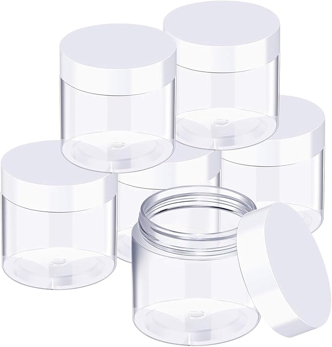 SATINIOR 36 Pieces 4 oz Plastic Jars with Lids Wide Mouth Airtight Reusable Container Acrylic Cosmetic Small Jars for Lotions Ointments Travel Toiletries Creams Make up Storage(White)