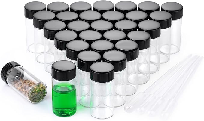 20ml Clear Small Glass Vials 30pcs with Screw Caps(30pcs)