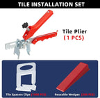 Tile Leveling System with Tile Plier, 1000-Piece Tile Spacers Clips and 200-Piece Reusable Wedges, Tile Leveler Tool Set for Ceramic Tile and Stone Installation (1/16 Inch Tile Spacers)