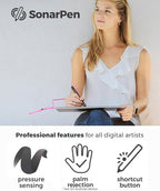 SonarPen - Pressure Sensitive Smart Stylus Pen with Palm Rejection and Shortcut Button. Battery-Less. Compatible with Apple iPad/iPhone/Android/Switch (Black)