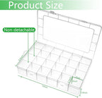 Large 24 Grids Plastic Organizer Box Adjustable Dividers,Clear Storage Box for Jewelry, Art DIY Crafts, Washi Tapes, Beads and Small Parts