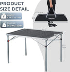 KingCamp Aluminum Folding Lightweight Roll Portable Stable Table for Camping Picnic Barbecue Backyard Party, Indoor & Outdoor, Oversize, Silver Black