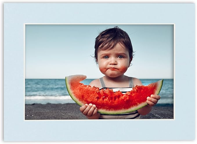 6x8 Mat for 8x10 Frame - Precut Mat Board Acid-Free Baby Blue 6x8 Photo Matte Made to Fit a 8x10 Picture Frame, Premium Matboard for Family Photos, Show Kits, Art, Picture Framing, Pack of 1 Mat