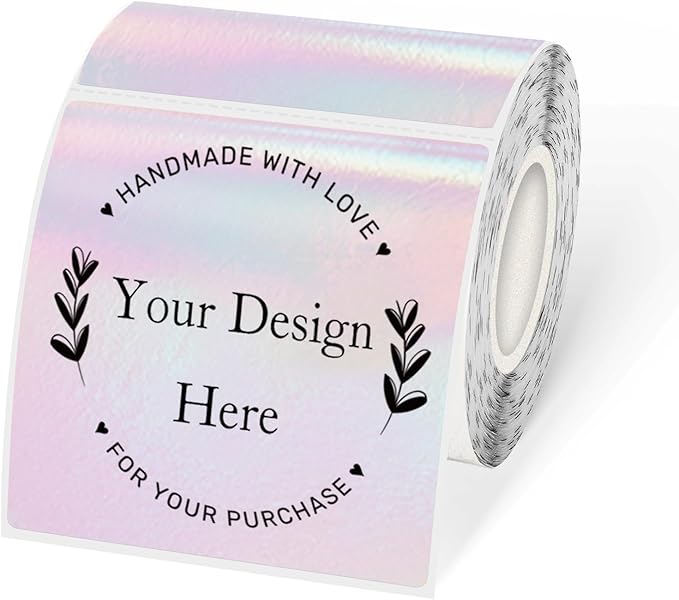 Transparent Square Thermal Label Stickers 3" x 3", Clear Direct Thermal Stickers Labels, Self-Adhesive Thermals Label for Small Business-Transparent Pink