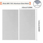 2Pack 6061 T651 Aluminum Sheet Metal 6 x 12 x 1/32(0.0315”) Inch Flat Plain Aluminum Plate Covered with Protective Film, Heat Treatable Rectangle 0.8mm Aluminum Metal Plate for Crafting, Industrial