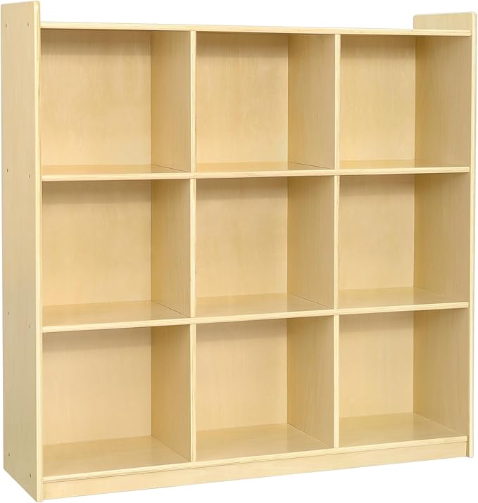 OOOK 9-Cube Storage Organizer, Wooden Storage Cabinet Display Shelf, Kids Bookshelf for Classroom, Playroom, Living Room, Office, etc