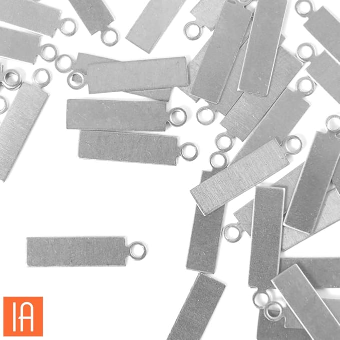 ImpressArt - Premium Metal Stamping Rectangle Blanks for Metal Stamping and Jewelry Making (24 Pack) (5/8" Rectangle Tag w/Ring, Alkeme)
