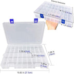 Qualsen Plastic Organizer Storage Box with Adjustable Dividers, Fishing Tackle Box and Bead Organizer Box for Jewelry, Beads, Earrings, Tools, Fishing Hooks, and Small Accessories（34 Grid x 4）