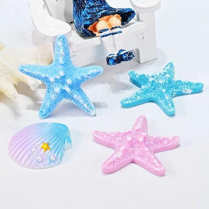 3PCS Marine Starfish Shell Hippocampus Resin Molds,DIY Handmade Baking Tools, Resin Casting for Desktop Aquarium Fishtank,Valentine Present Home Office Art Decor