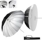 NEEWER 65"/165cm Parabolic Reflective Umbrella Photography with Silver Inner, Soft Lighting with Diffuser Cover, Bag, Quick Fold for Camera Photo Studio Video Light Shooting Monolight Flash, NS3U