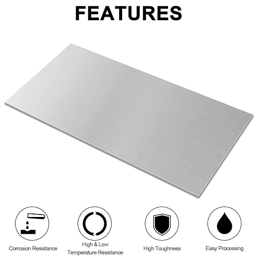 304 Stainless Steel Sheets Metal 6" x 12" x 1/8" (3.40MM) Inch 304 Stainless Steel Plates 10 Gauge Stainless Steel Shim Stock Plates Metal Sheets for Crafting, Stovetop, Snow Frosted Surface