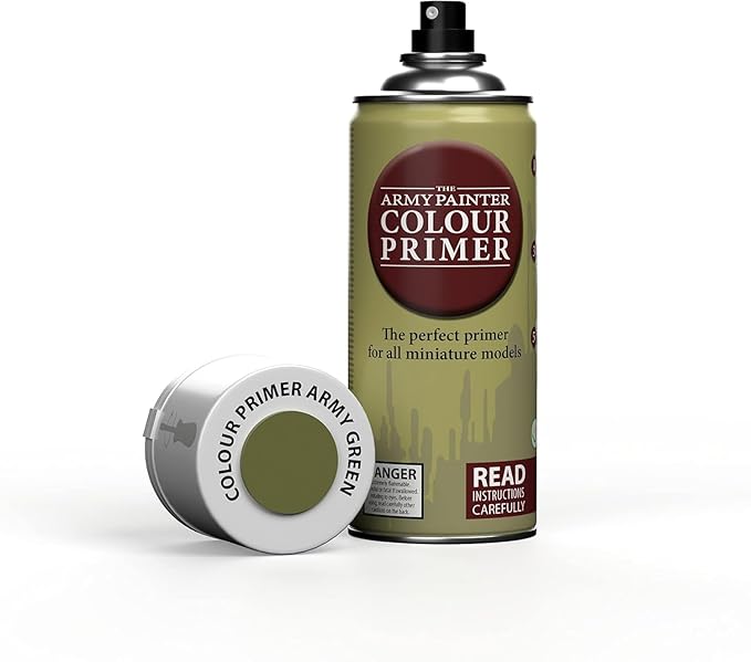 The Army Painter Color Primer Spray Paint, Army Green, 400ml, 13.5oz - Acrylic Spray Undercoat for Miniature Painting - Spray Primer for Plastic Miniatures