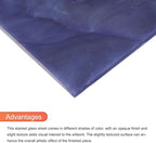 MECCANIXITY 2 Pcs Stained Glass Sheet Mosaic Tile 7.9 Inch x 5.9 Inch Deep Blue Stained Glass Sheets for Crafts DIY Art Project