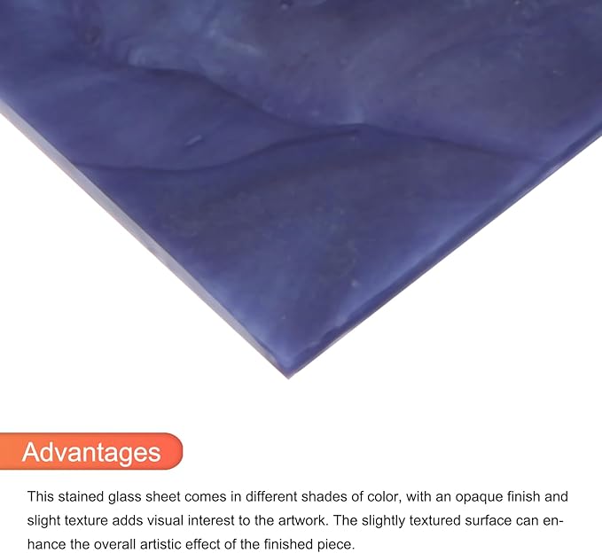 MECCANIXITY 2 Pcs Stained Glass Sheet Mosaic Tile 7.9 Inch x 5.9 Inch Deep Blue Stained Glass Sheets for Crafts DIY Art Project