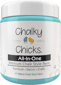 Chalky Chicks All-in-One Chalk Paint for Furniture or Cabinet - 8 Fl Oz - Matte Finish Aqua Bay (Aqua Blue) for Metal, Wood Furniture Paint - No Sanding All-in-One for Home Decor & Crafts, USA Made