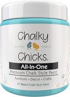Chalky Chicks All-in-One Chalk Paint for Furniture or Cabinet - 8 Fl Oz - Matte Finish Aqua Bay (Aqua Blue) for Metal, Wood Furniture Paint - No Sanding All-in-One for Home Decor & Crafts, USA Made
