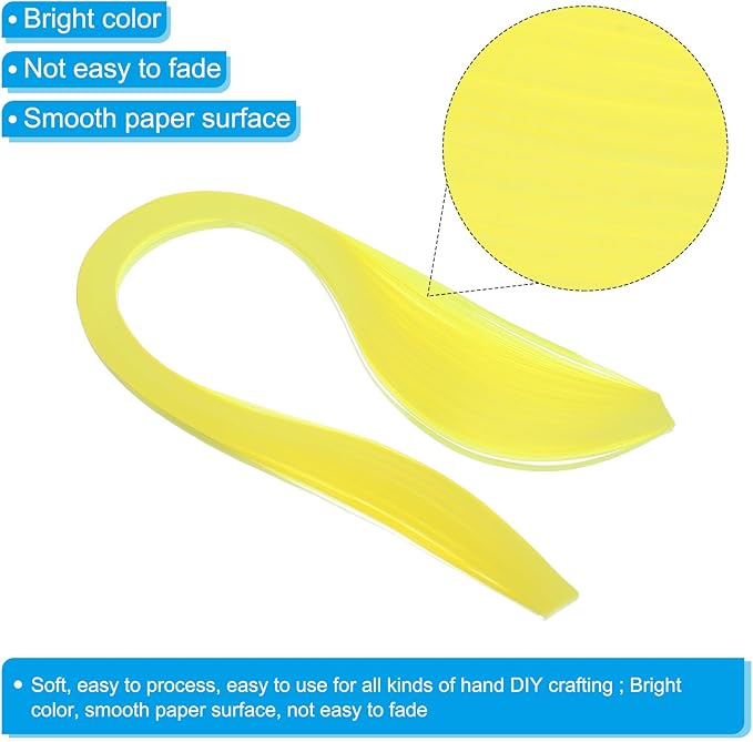 PATIKIL 600pcs Quilling Strips Paper 1/8"(3mm) 39cm Origami Paper Quilling Strip for Art DIY Hand Craft Christmas, Yellow